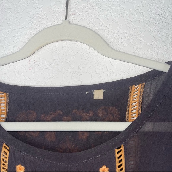 Anthropologie Vanessa Virginia Antala Peplum Top grey orange embroidered size M - Picture 10 of 15
